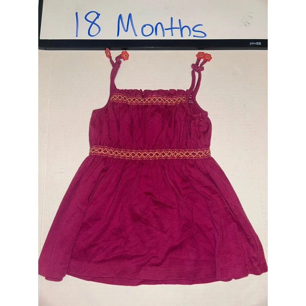 Toddler Girls Gymboree Dress Dark Pink Spaghetti Strap 18-24 Months